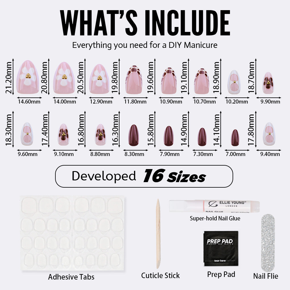 Burgundy Flower | Short Almond