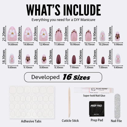 Burgundy Flower | Short Almond