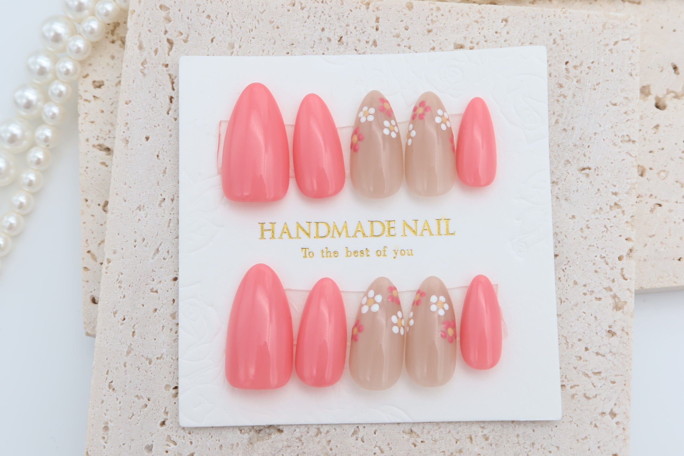 Pink Floral | Handmade Press On Nail