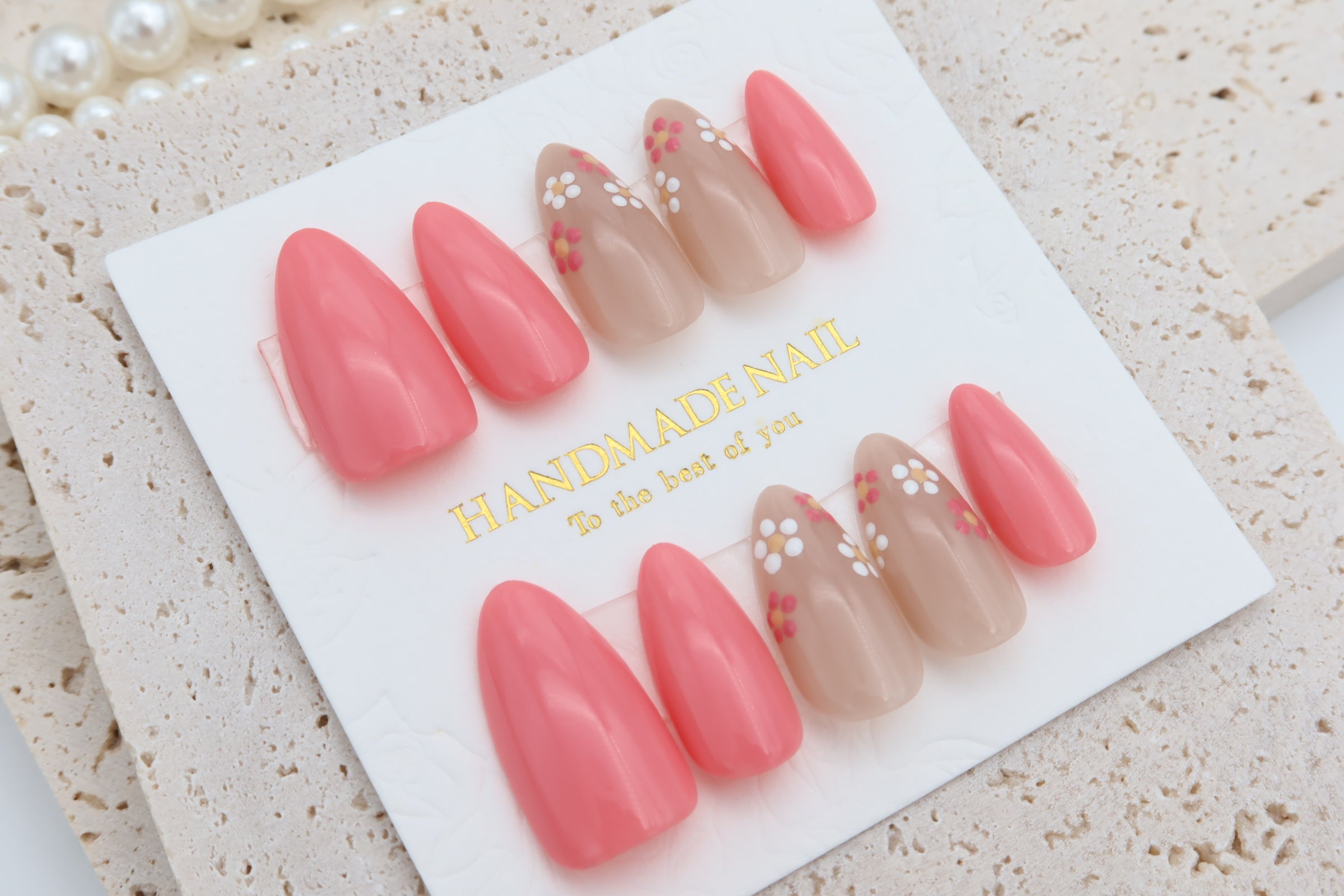 Pink Floral | Handmade Press On Nail