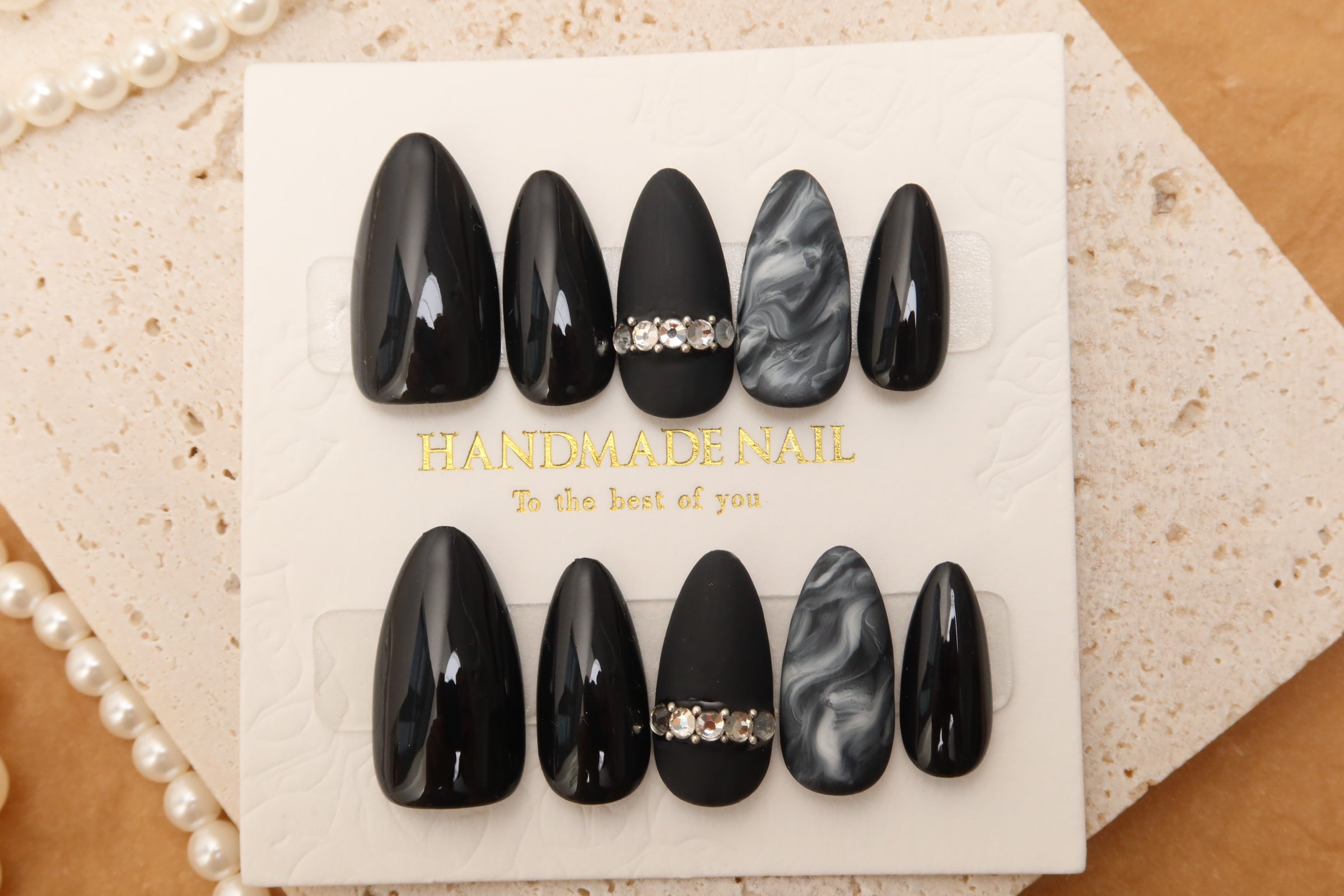 Marble Black | Handmade Press on Nail