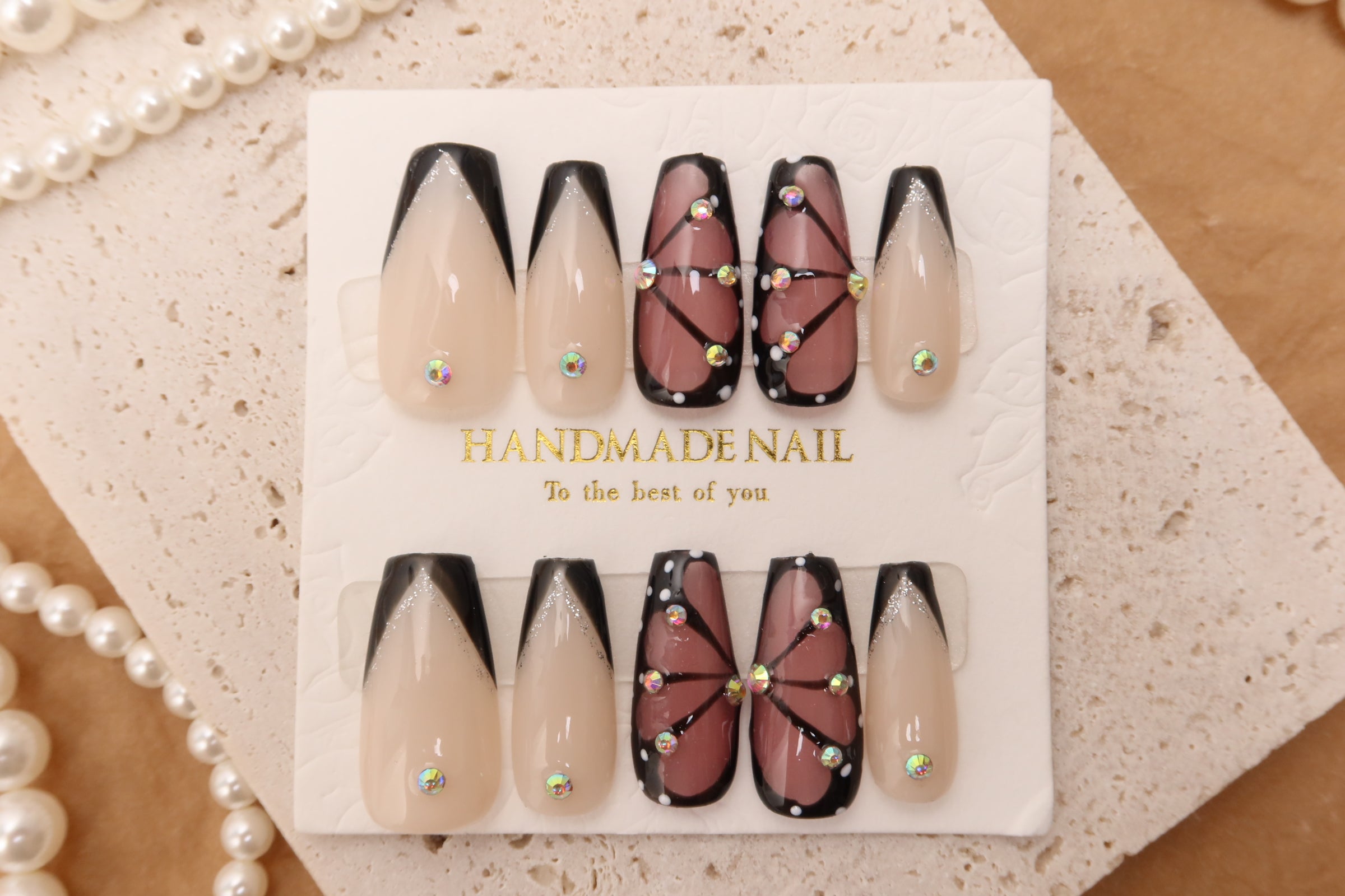 butterfly french tip  | Handmade Press On Nail