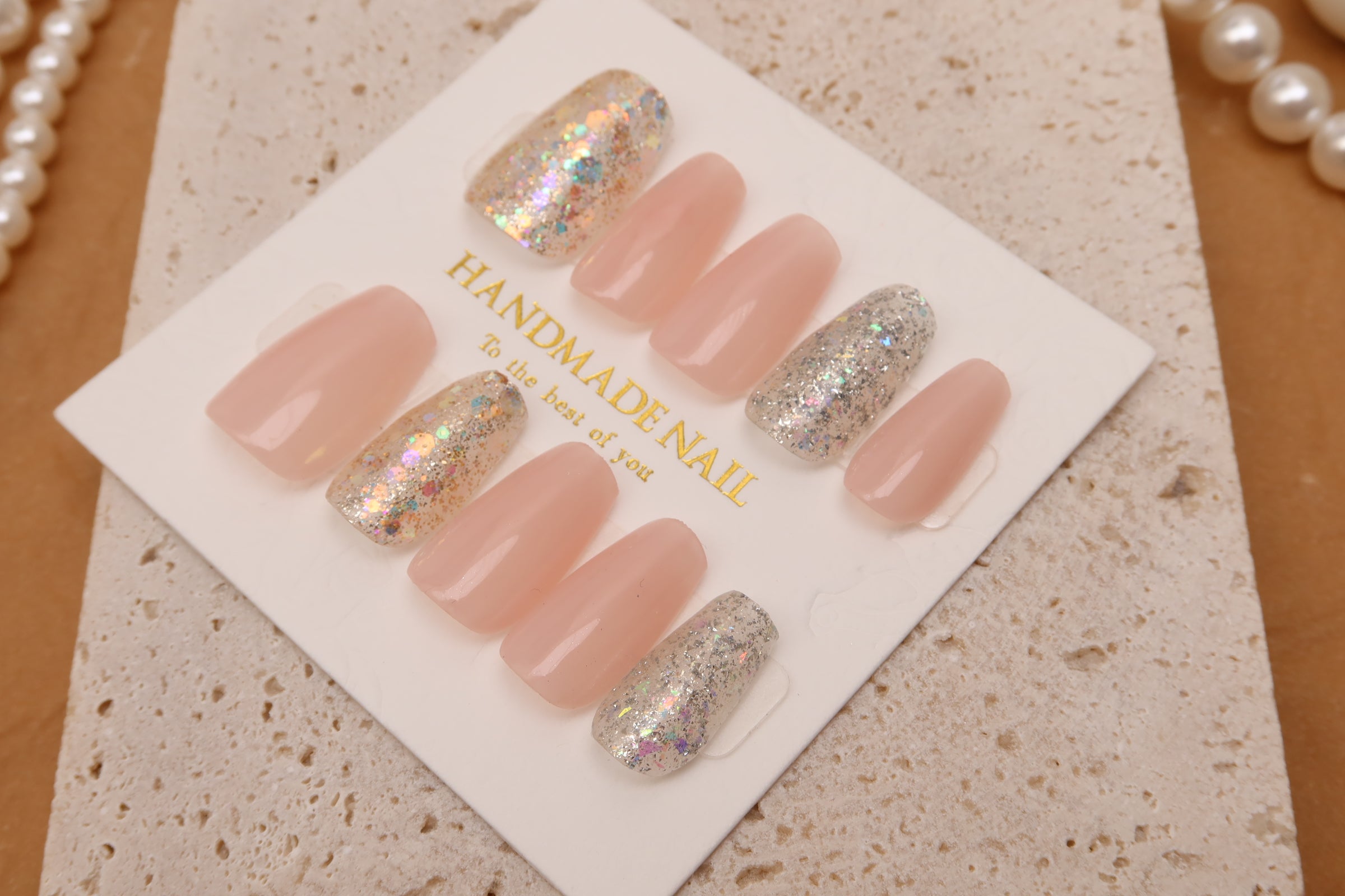 Pink Glitter  | Handmade Press On Nail