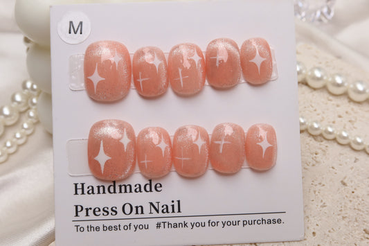 Pink Cat Eyes | Short Square |Handmade