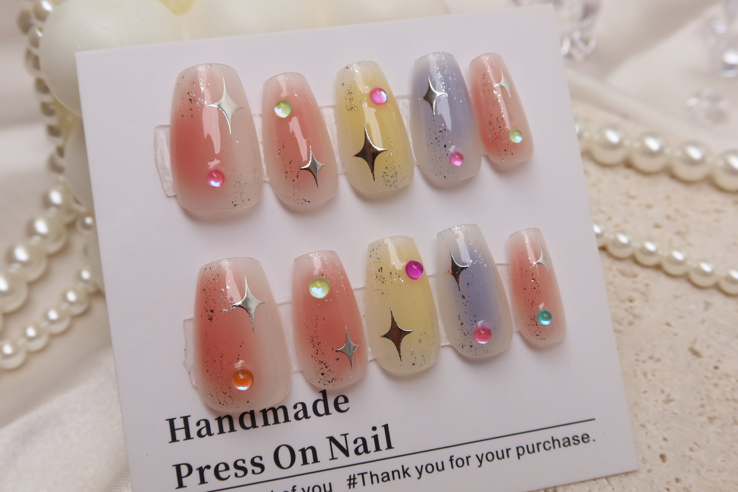 Ombre Icy Cream Coffin | Handmade Press On Nail