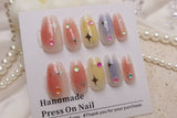 Ombre Icy Cream Coffin | Handmade Press On Nail