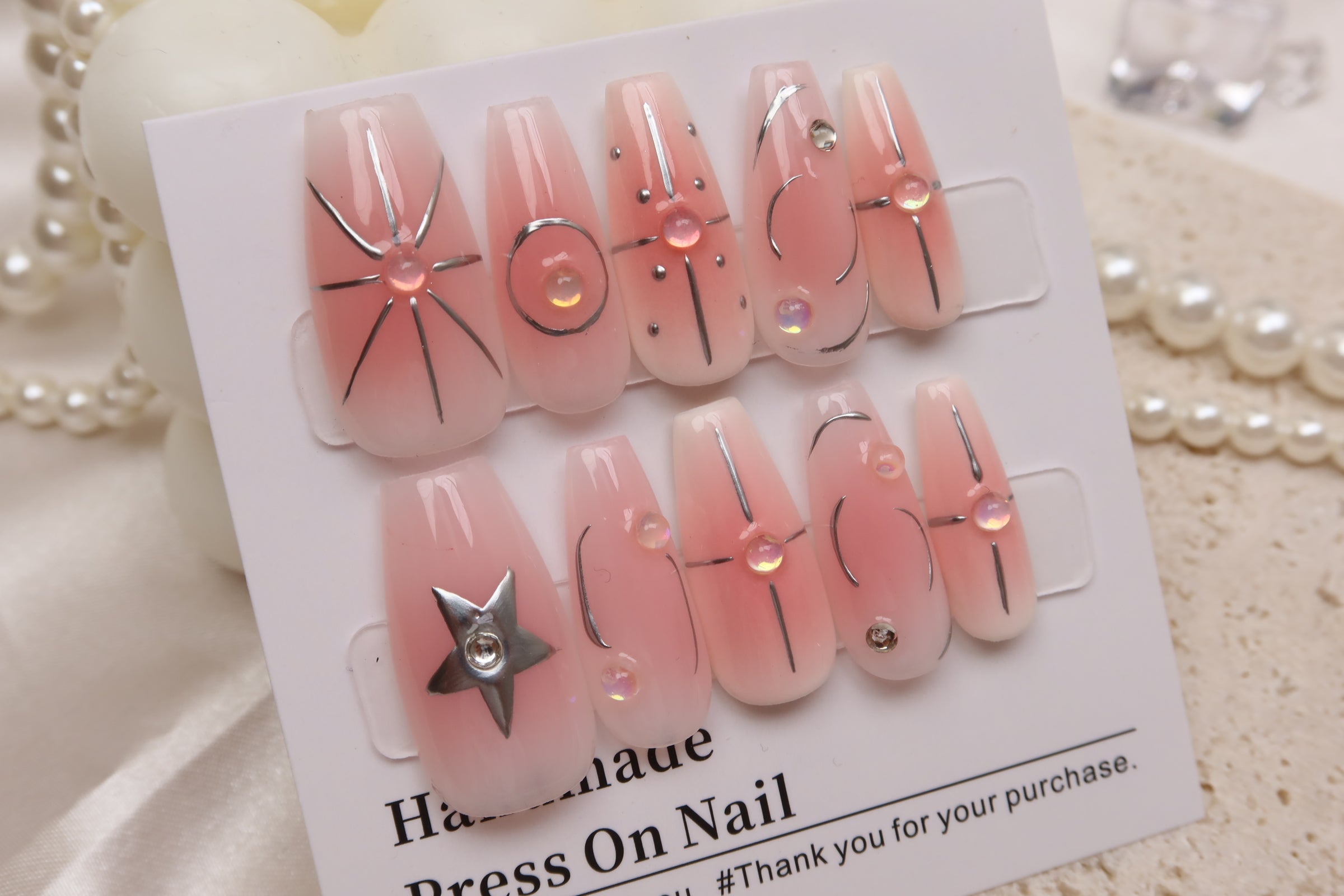 Blushed star | Handmade Press On Nail