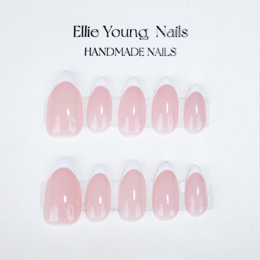 Classic White  French Tip | Almond | Handmade