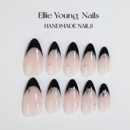 Star French Tip | Almond | Handmade