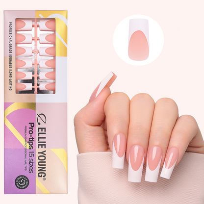 Nude French Tip | Long Square | Protips