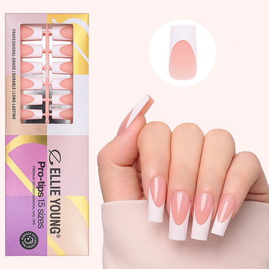 Nude French Tip | Long Square | Protips