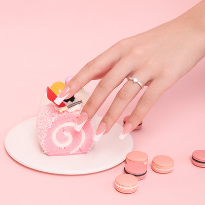 Nude French Tip | Long Square | Protips