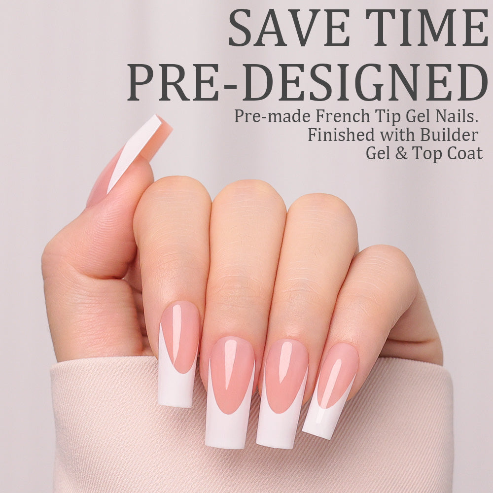 Nude French Tip | Long Square | Protips