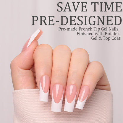 Nude French Tip | Long Square | Protips