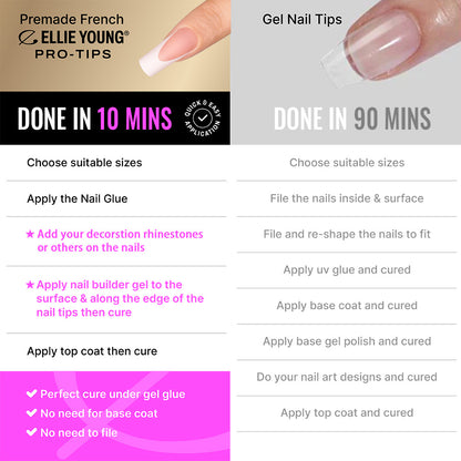Nude French Tip | Long Square | Protips