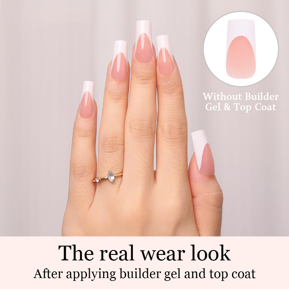 Nude French Tip | Long Square | Protips