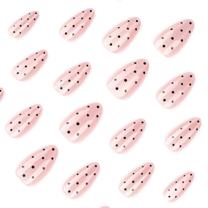 Pink Polka Dot Cat Eye | Medium Almond | EASY PRESS™