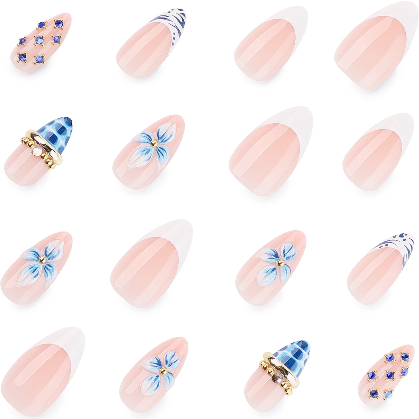 Sapphire Bloom | Medium Almond | EASY PRESS™