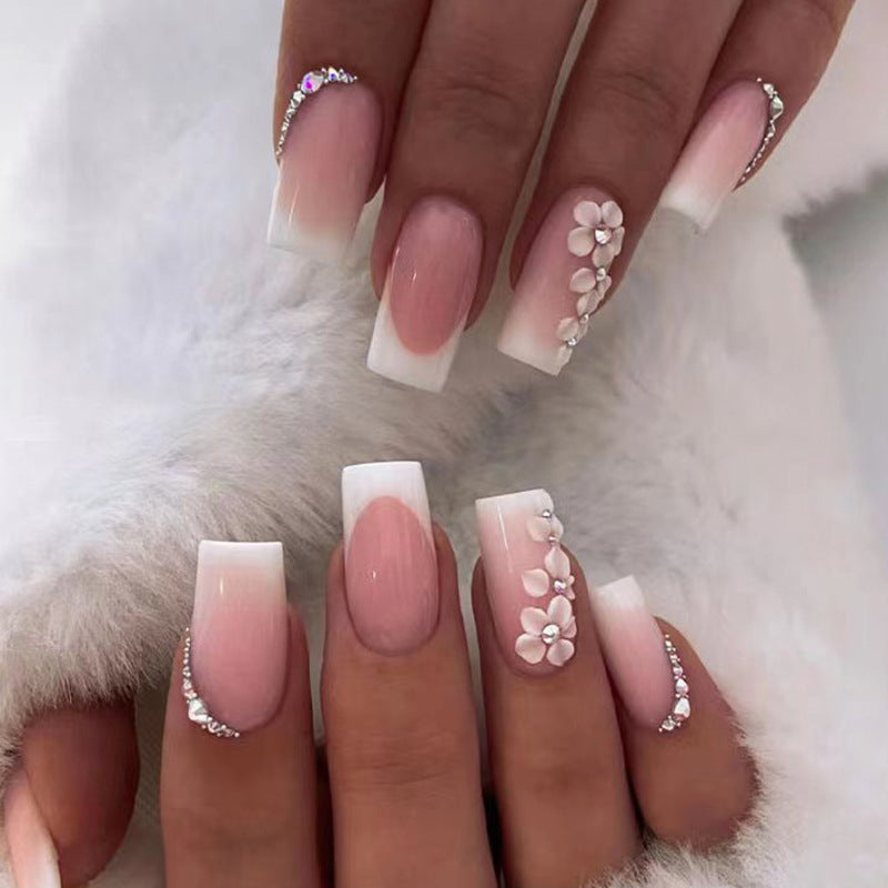 Pink Flower French Tip