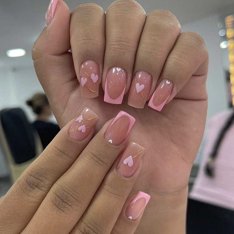 Pink Heart French Tip