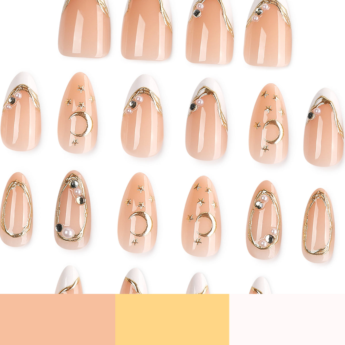 Lunar Pearl medium almond false nails by EASY PRESS