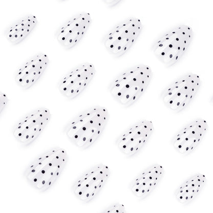 White Polka Dots | Medium Almond