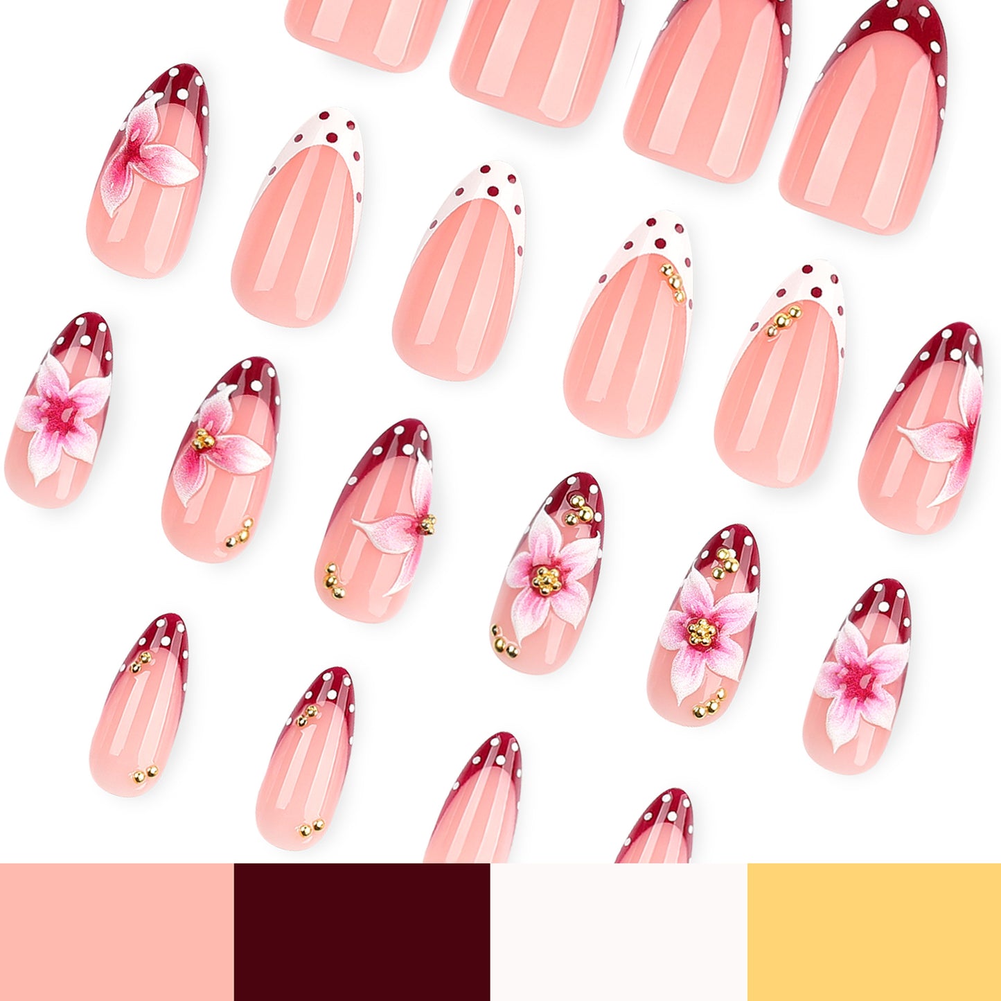 Burgundy Blossom | Medium Almond | EASY PRESS™
