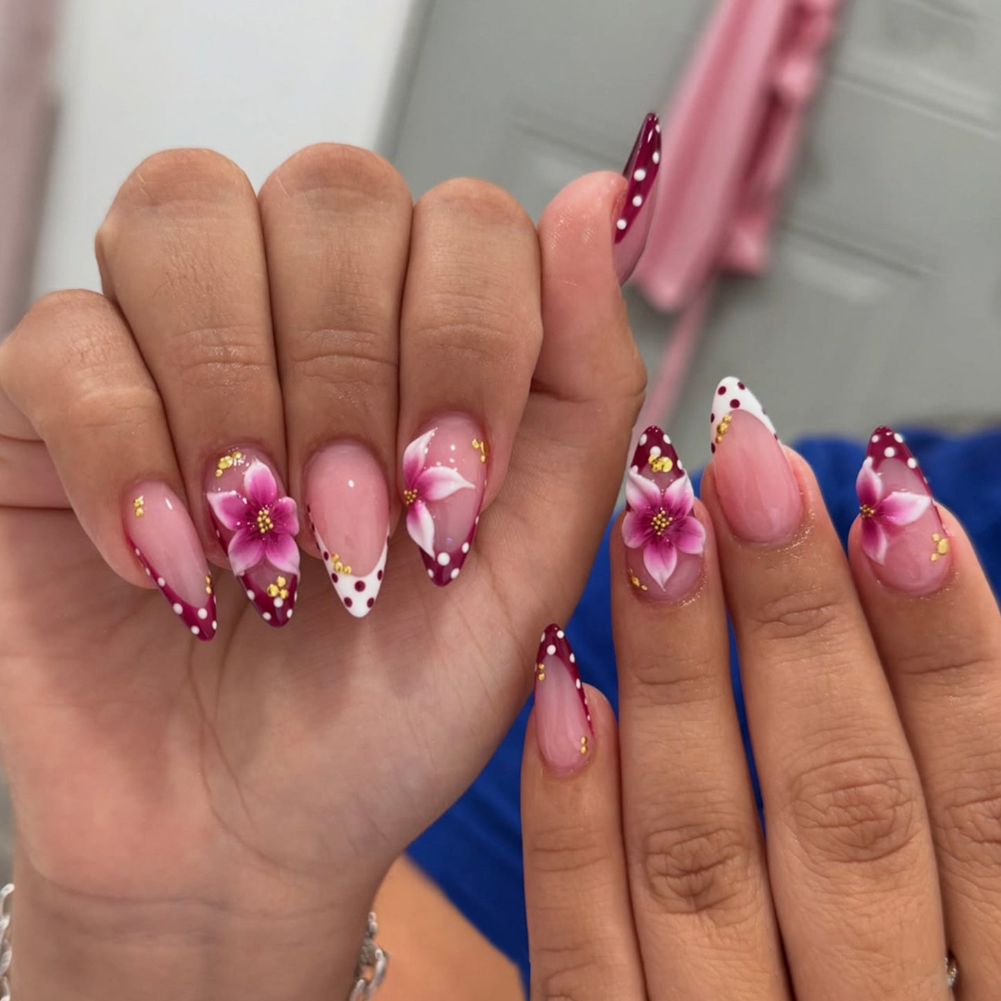 Burgundy Blossom | Medium Almond | EASY PRESS™