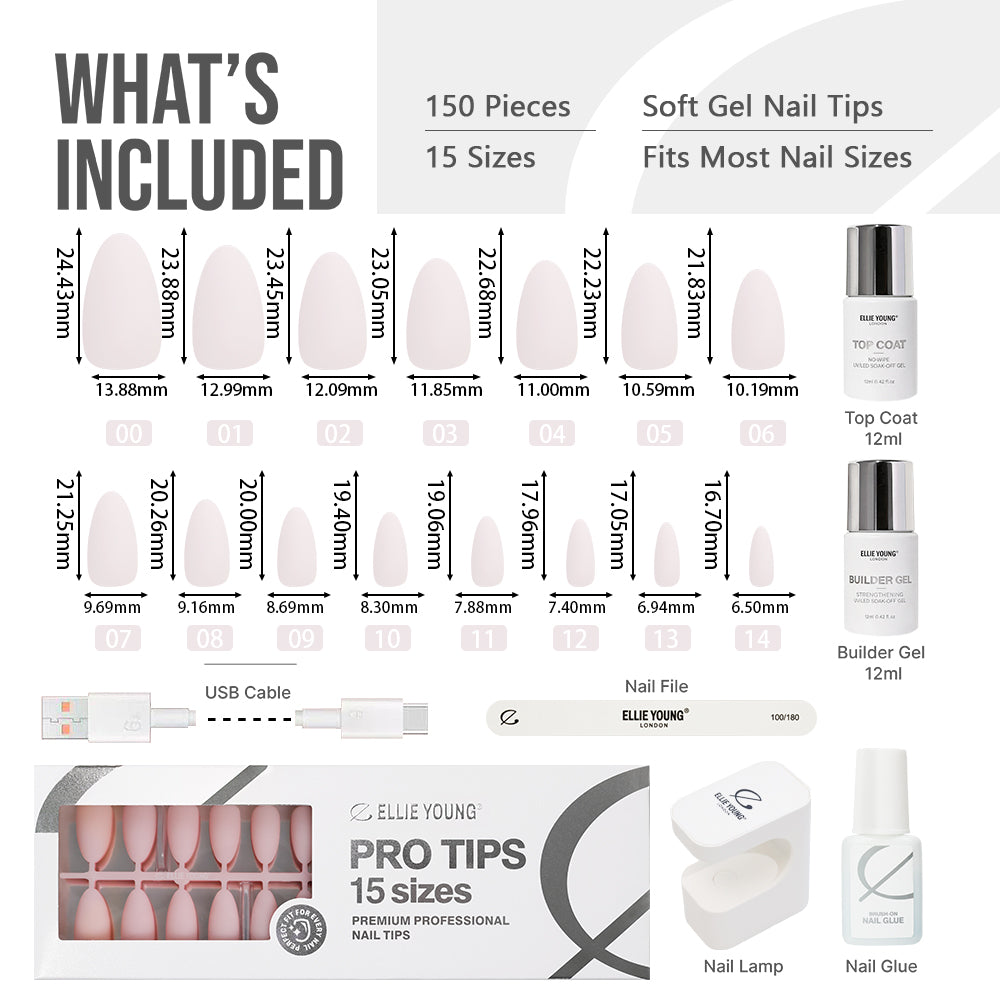 Solid Mix Nail Kit | Medium Almond | ProTips