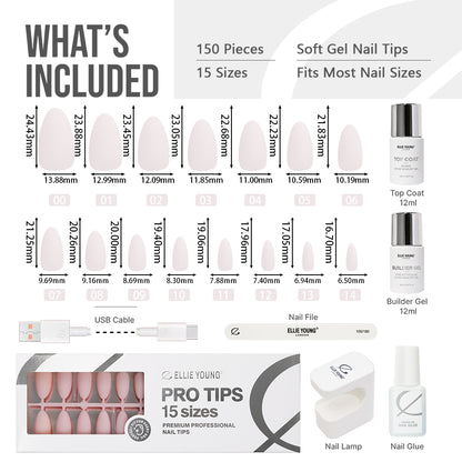 Solid Mix Nail Kit | Medium Almond | ProTips