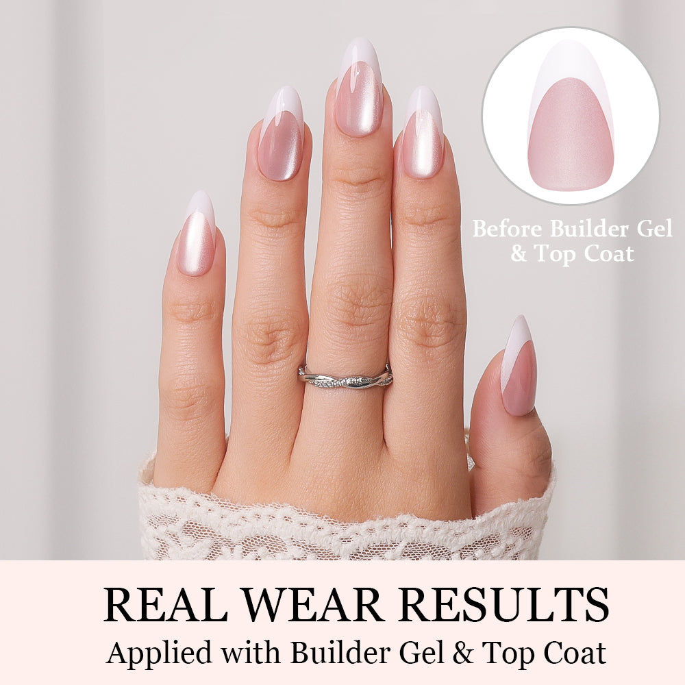 Nude Cat Eye | French Tip | Medium Almond | ProTips