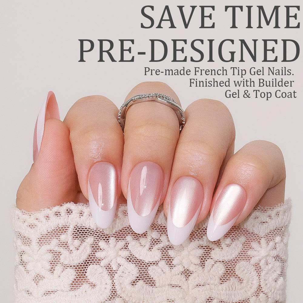 Nude Cat Eye | French Tip | Medium Almond | ProTips