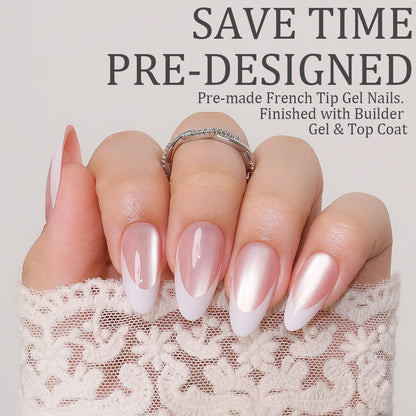 Nude Cat Eye | French Tip | Medium Almond | ProTips