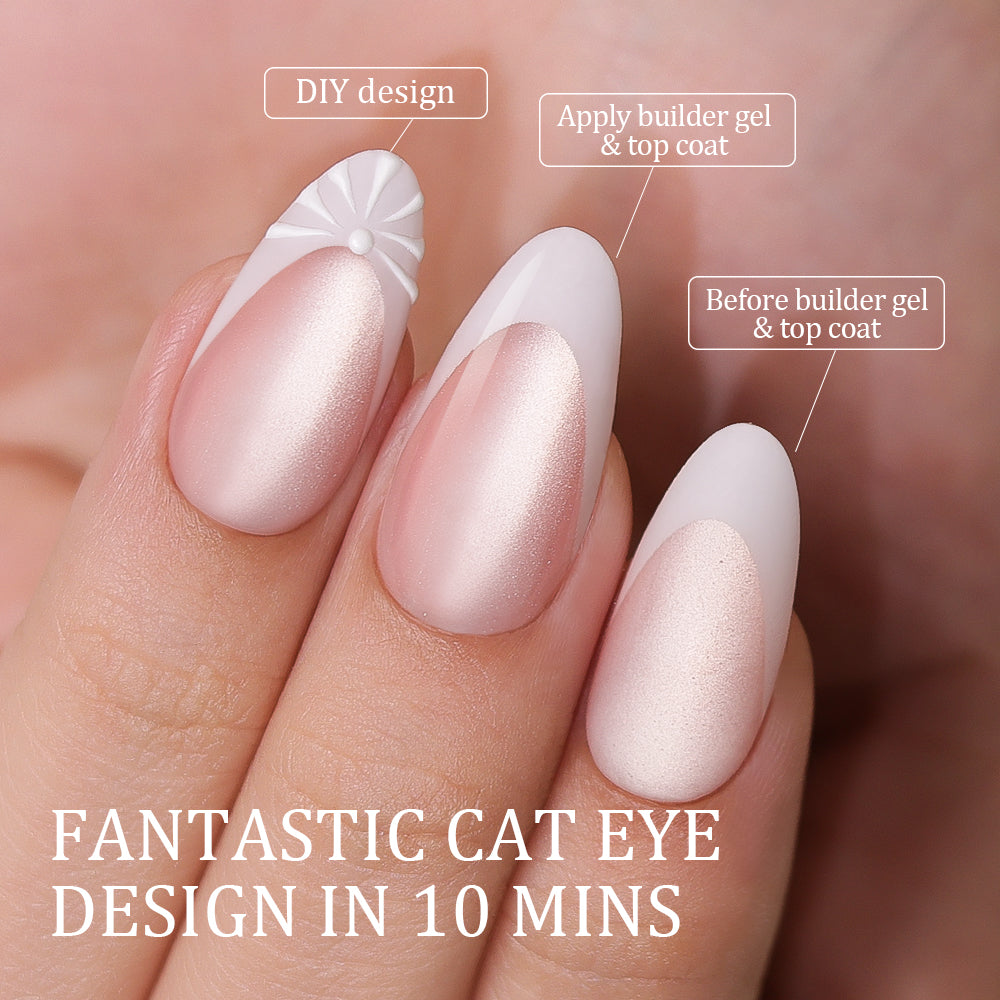 Nude Cat Eye | French Tip | Medium Almond | ProTips