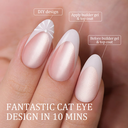 Nude Cat Eye | French Tip | Medium Almond | ProTips