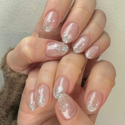 Snowflake Sparkle | Short Almond
