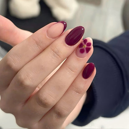 Bordeaux Bloom | Kort mandelformet | EASY PRESS™