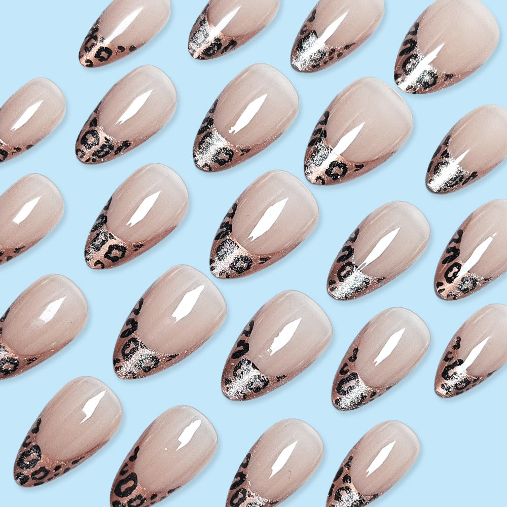 Leopard French Tip | Short Almond