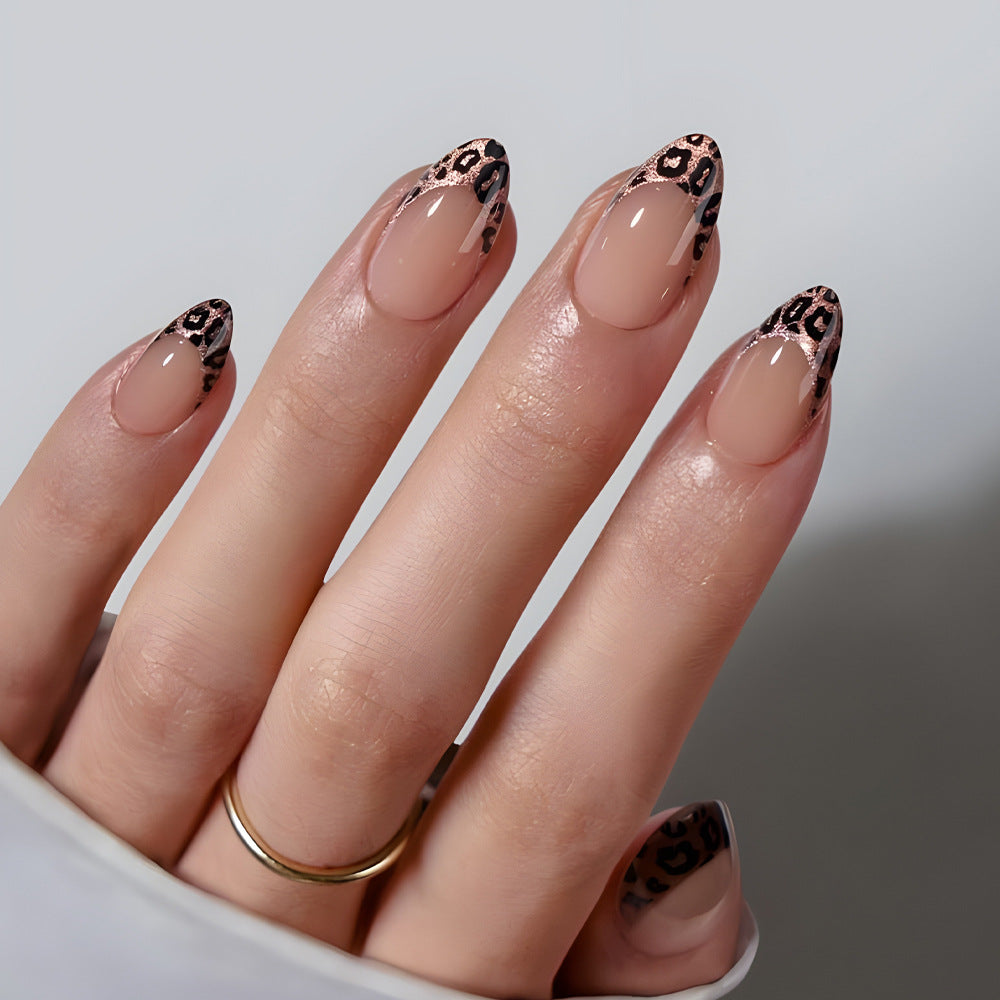 Leopard French Tip | Short Almond