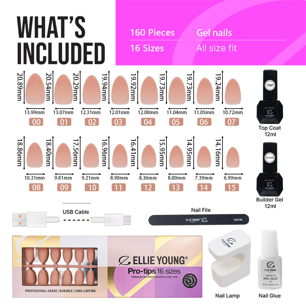 Solid Brown Nail Kit | Short Almond | ProTips