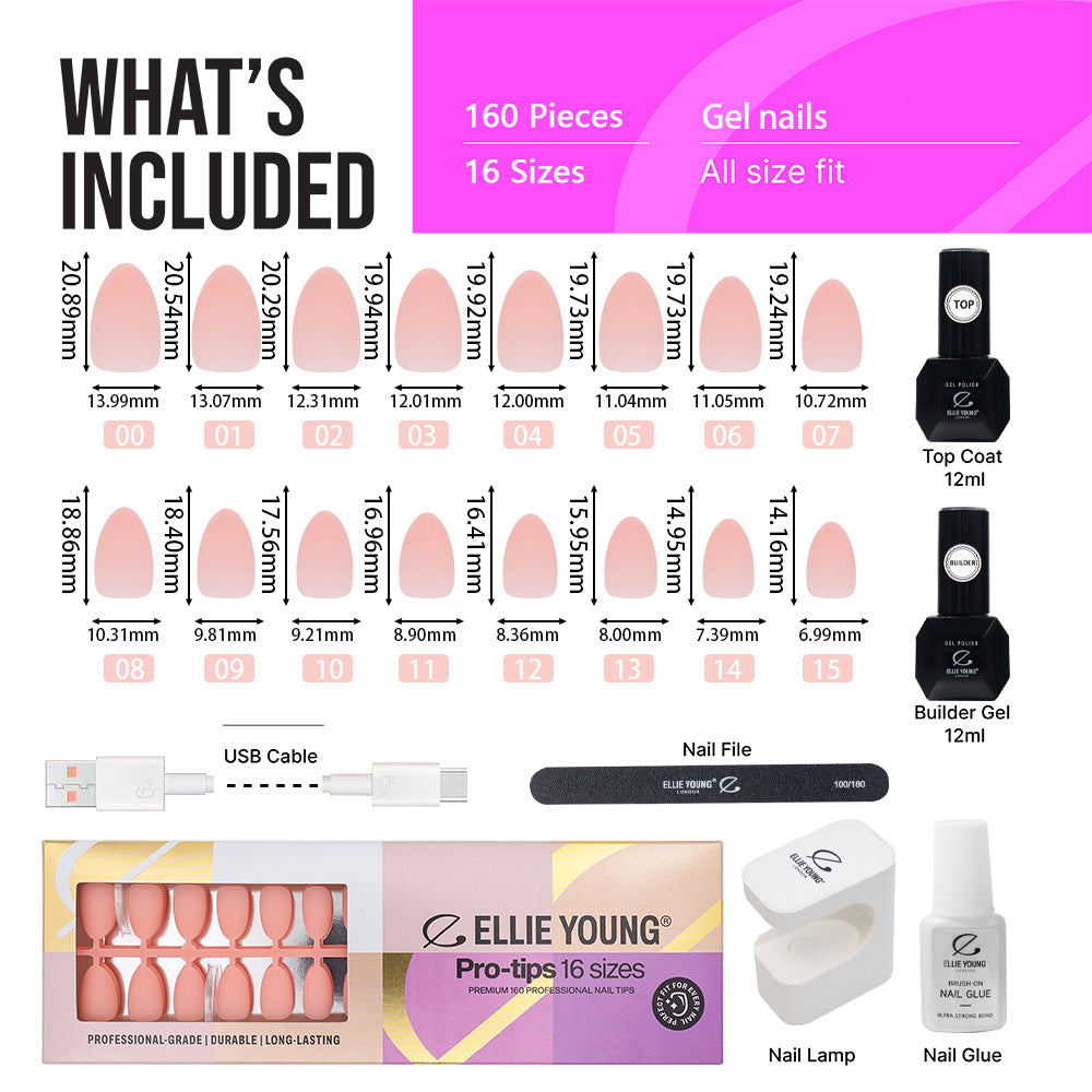 Solid Nude Nail Kit | Short Almond | ProTips