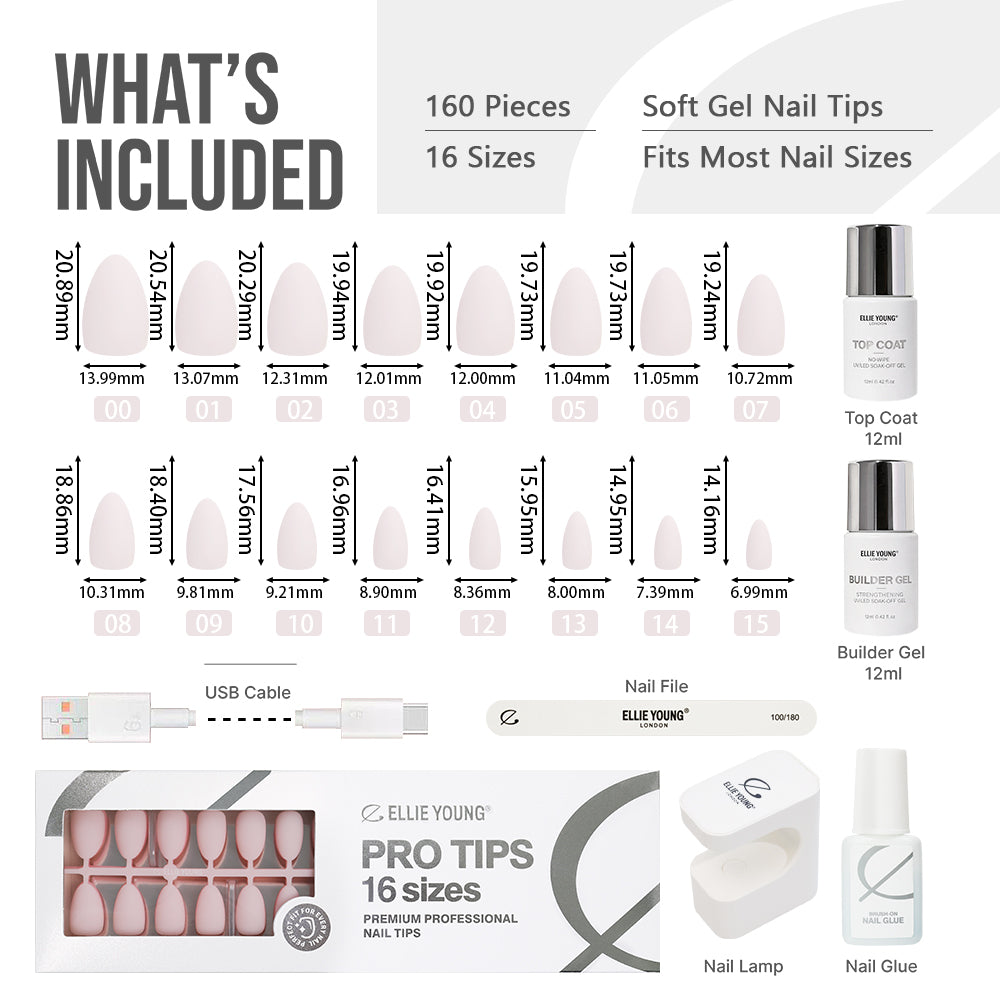 Solid Mix Nail Kit | Short Almond | ProTips