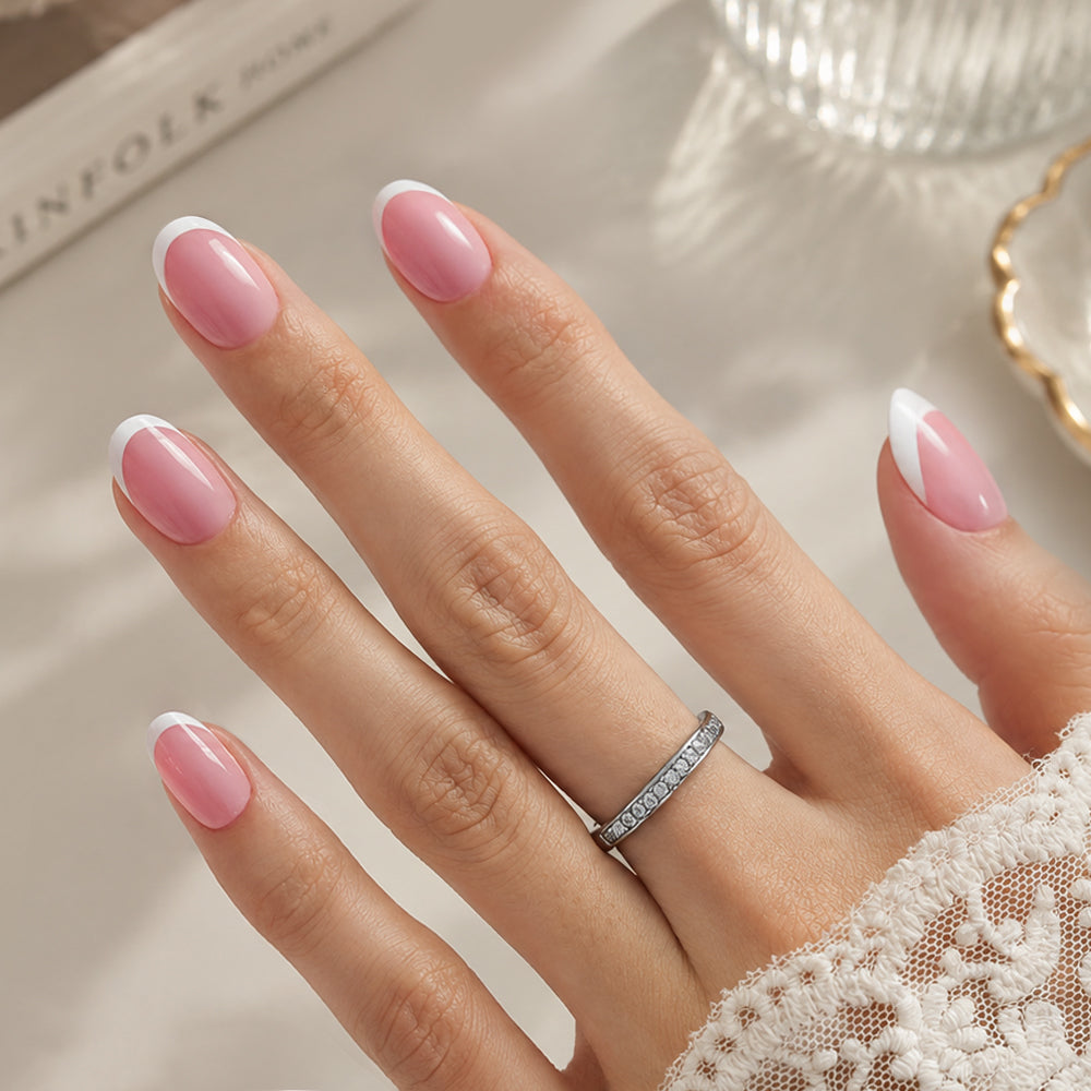 Rose Pink French Tip | Short Oval | ProTips