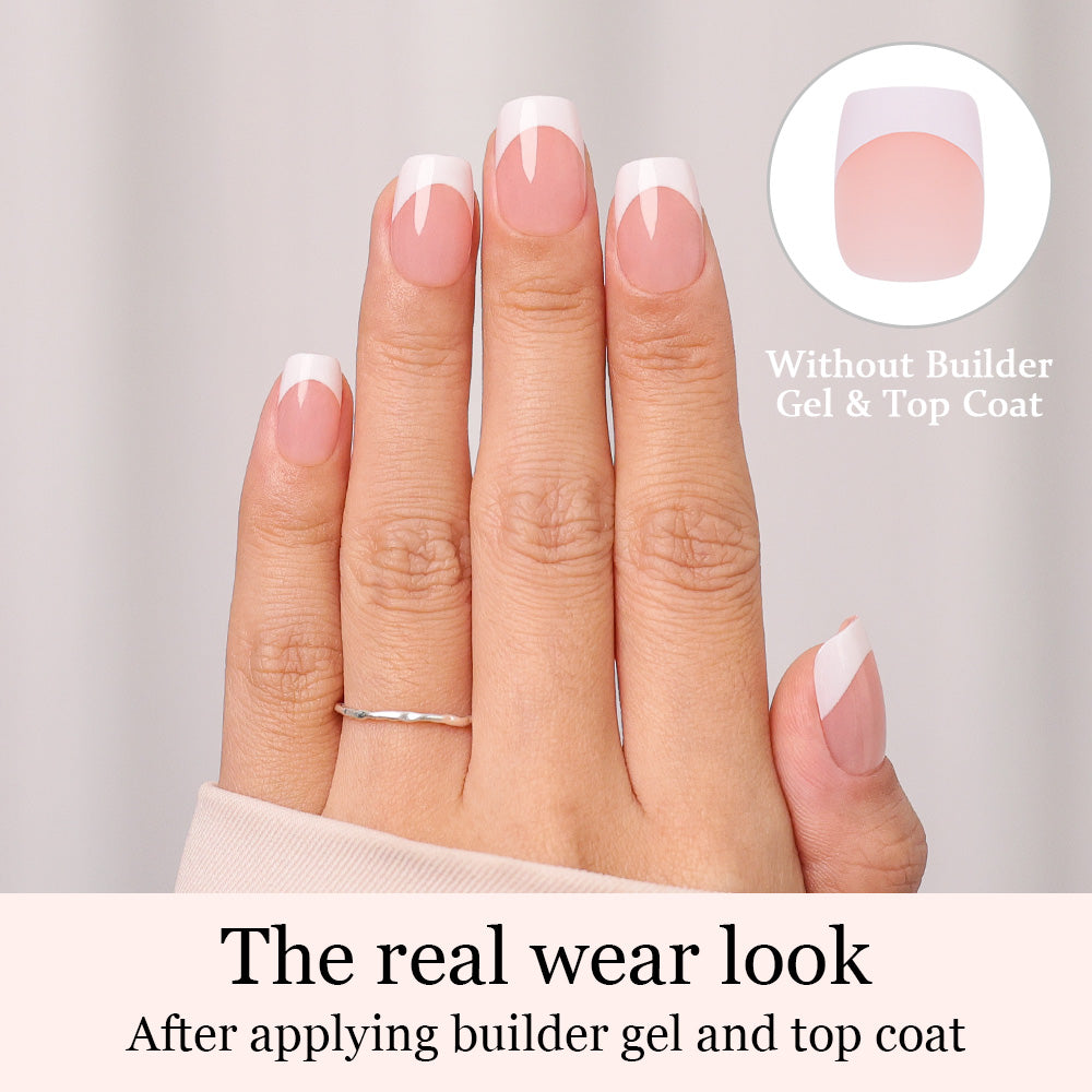 Nude French Tip | Short Square | Protips