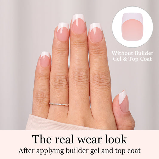 Nude Base French Tip | Short Square | Protips