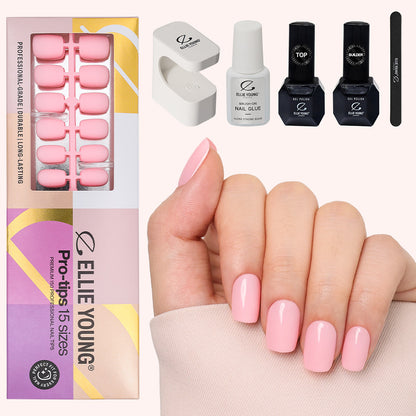 Solid Pink Nail Kit | Short Square | ProTips