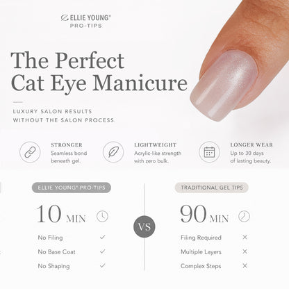 Sparkling Nude Cat Eye | Short Square | ProTips