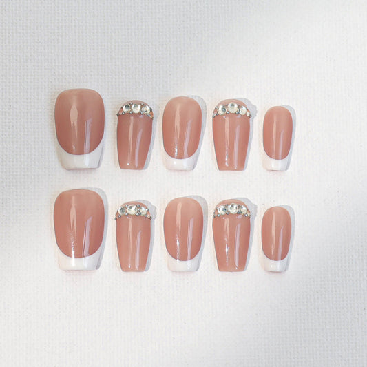 Glamour French Tip| Medium Coffin |Handmade