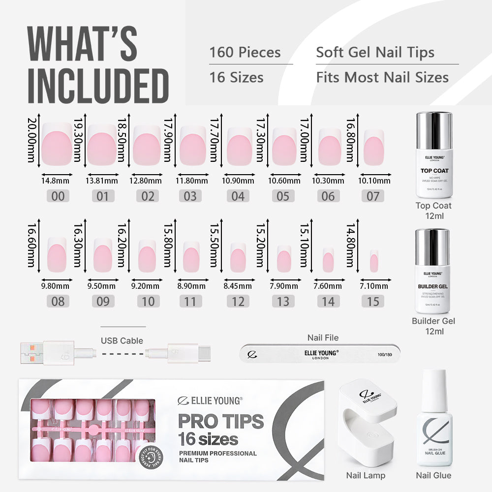 Classic pink French tip nails with a medium square silhouette