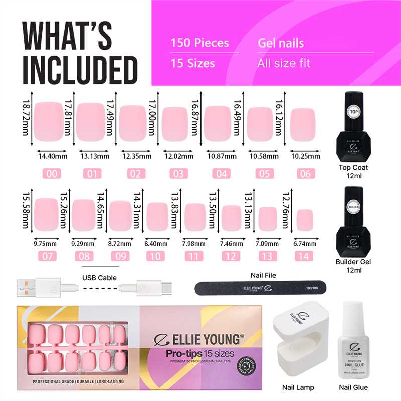 Solid Pink Nail Kit | Short Square | ProTips